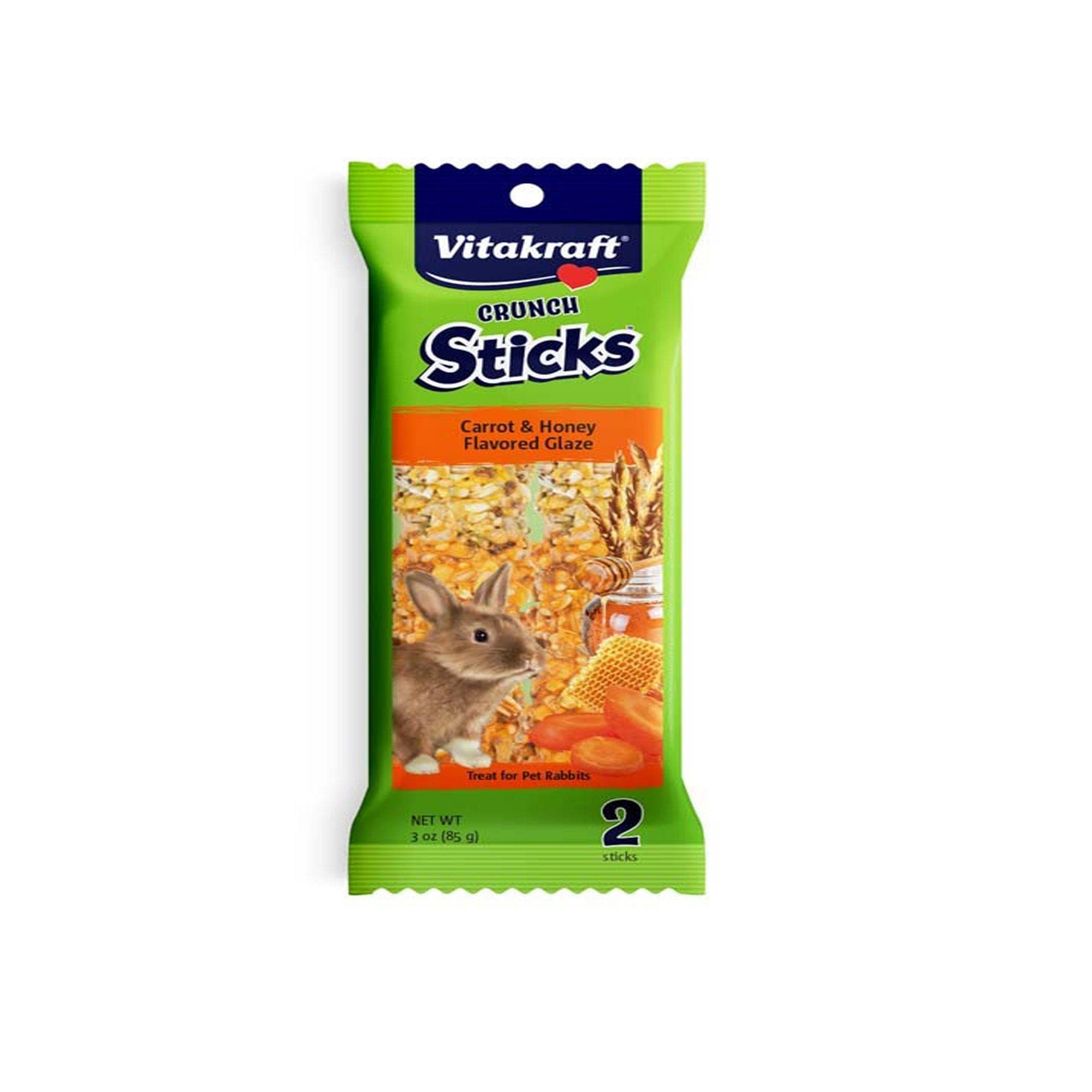 Vitakraft Crunch Sticks Carrot & Honey Flavored Glaze Treat for Rabbits 2 Sticks 3 oz.