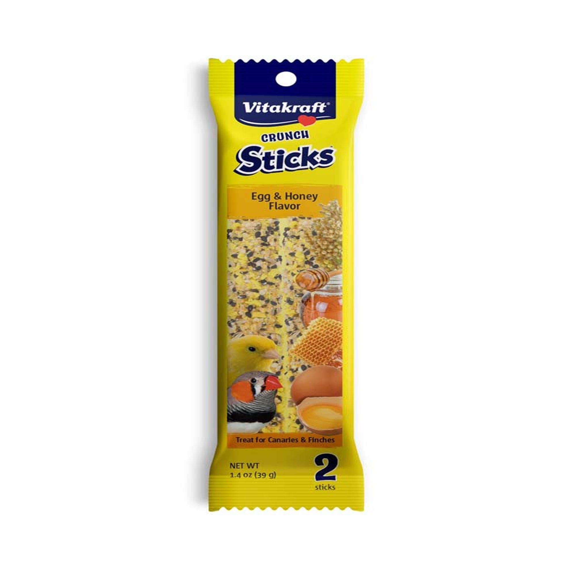 Vitakraft Crunch Sticks Egg & Honey Flavor Treat for Canaries & Finches 2 Sticks 1.4 oz.