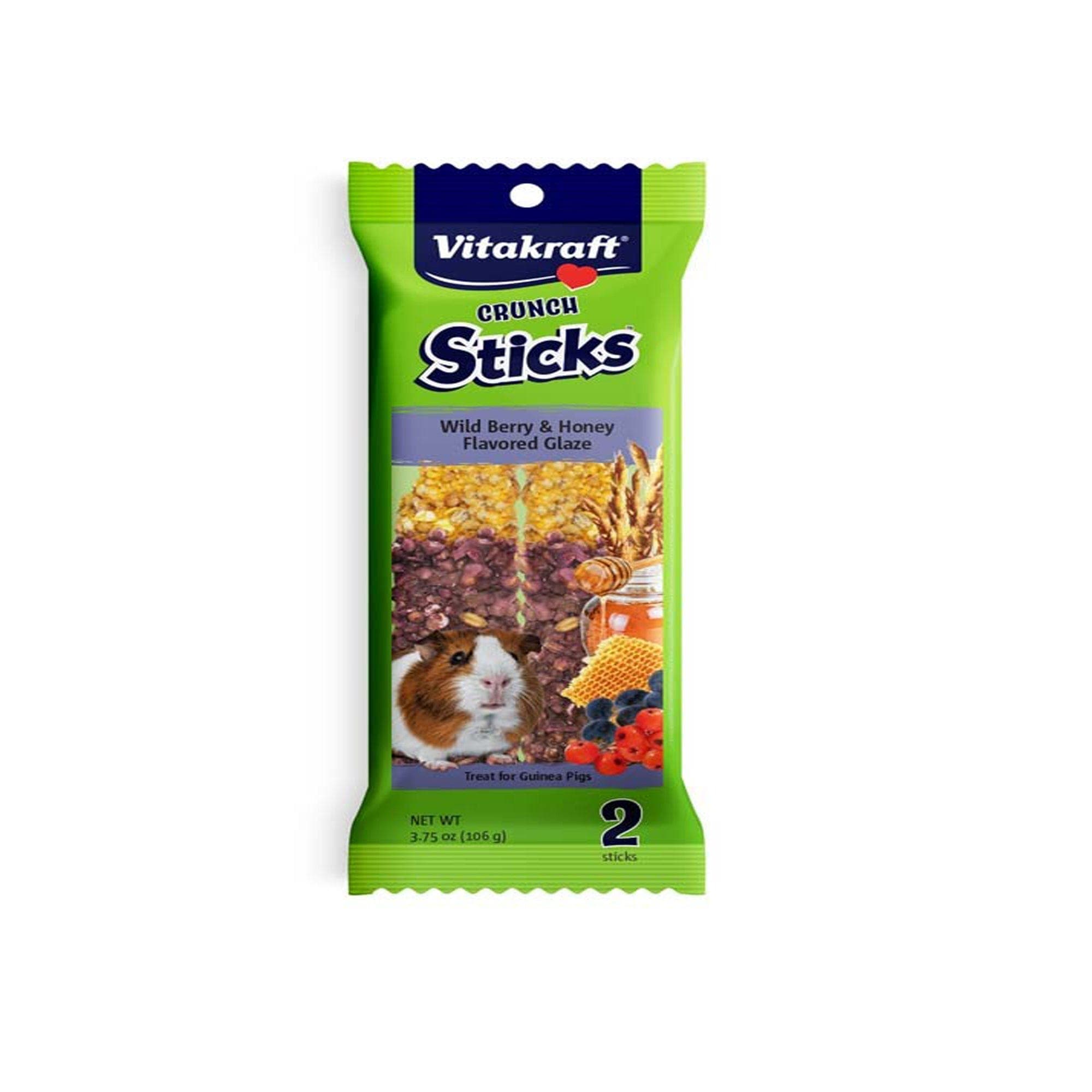 Vitakraft Crunch Sticks Wild Berry & Honey Flavored Glaze Treat for Guinea Pigs 2 Sticks 3.75 oz.