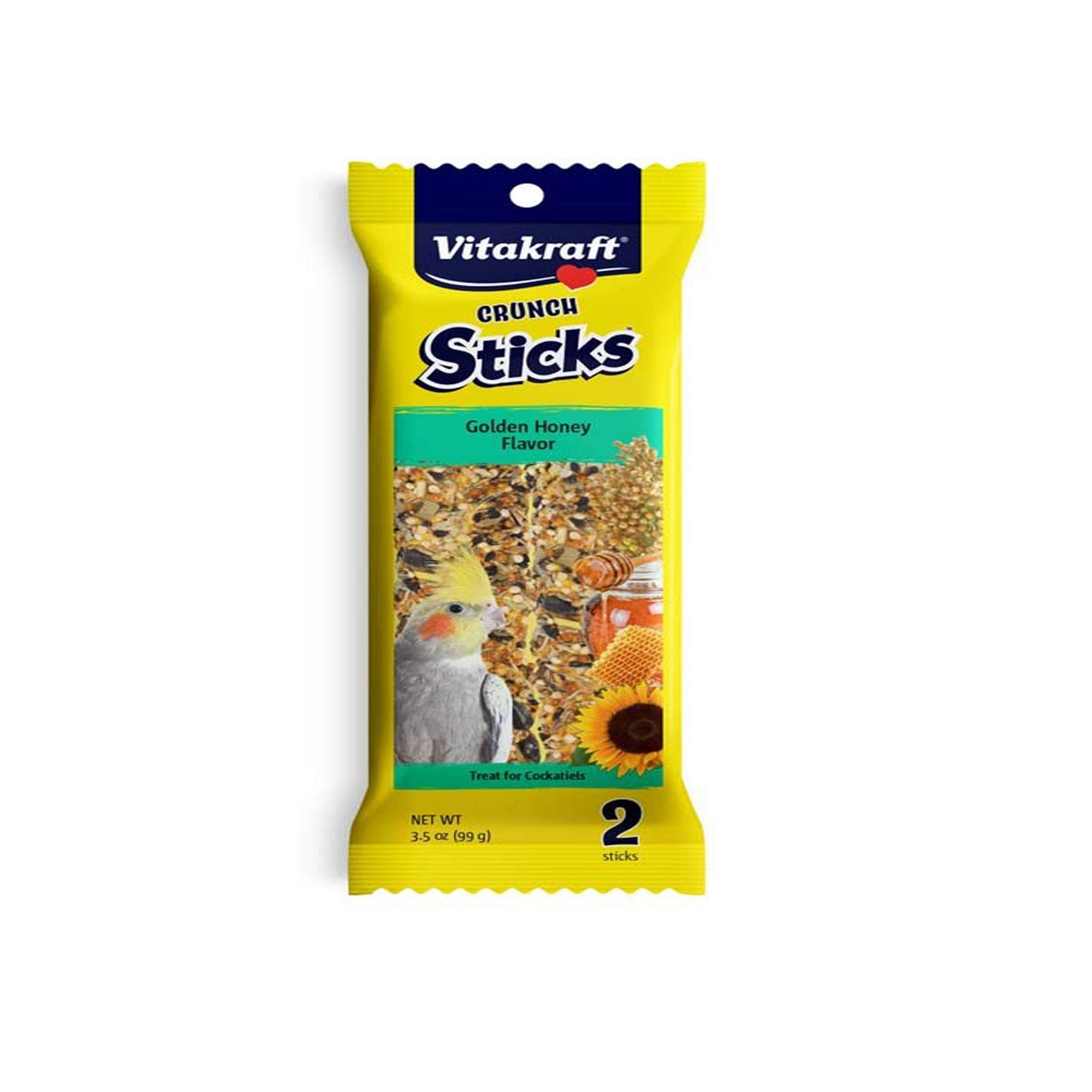 Vitakraft Crunch Sticks Golden Honey Flavor Treat for Cockatiels 2 Sticks 3.5 oz.