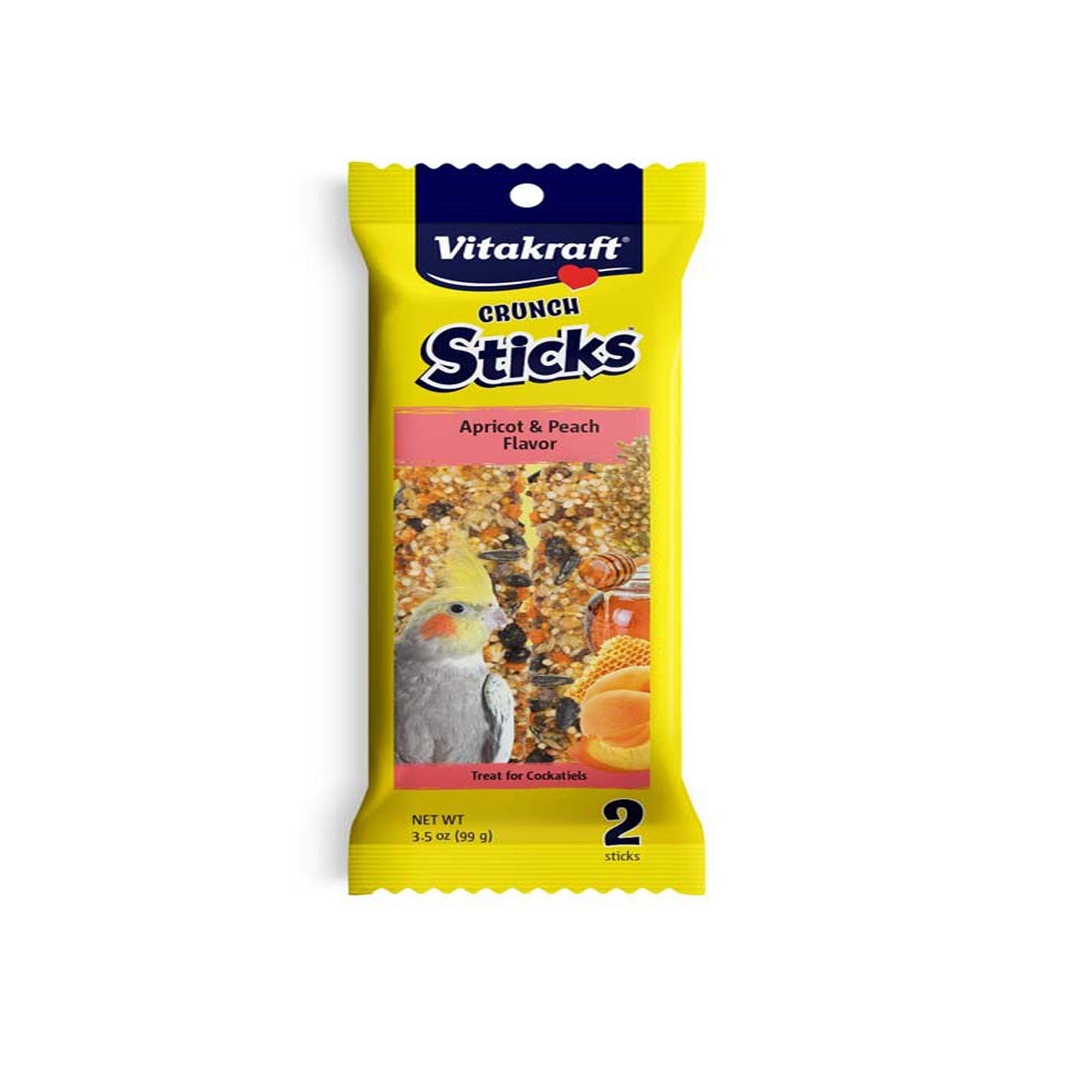 Vitakraft Crunch Sticks Apricot & Peach Flavor Treat for Cockatiels 2 Sticks 3.5 oz.
