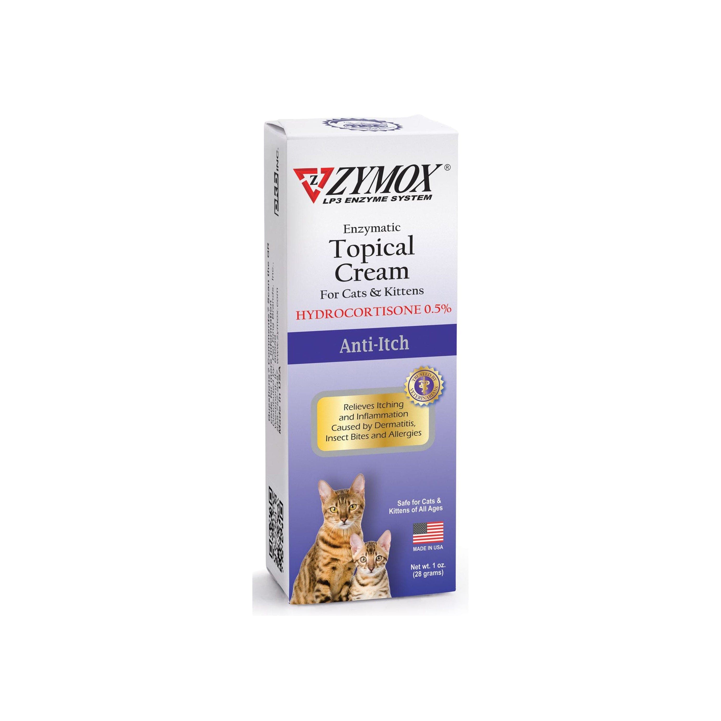 Zymox Enzymatic Topical Cream For Cats & Kittens Hydrocortisone 0.5%  Anti-Itch 1 oz.