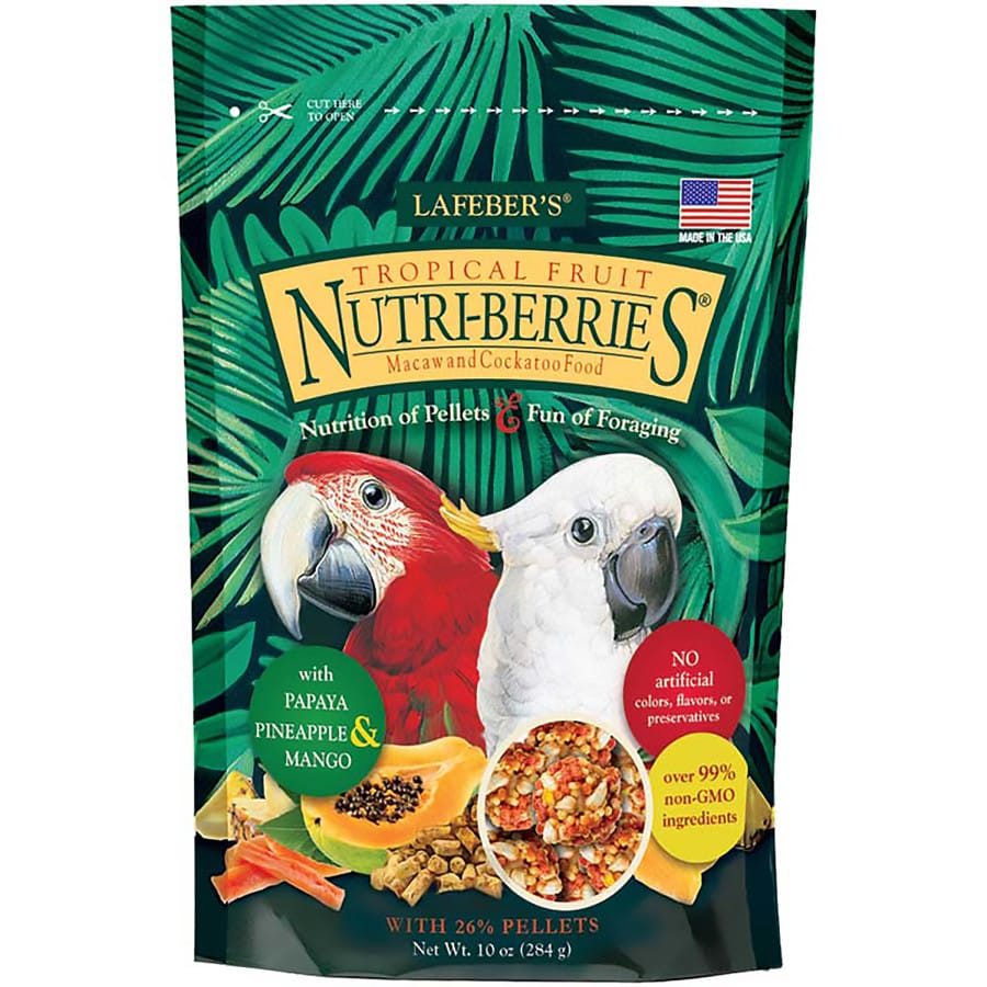 Lafeber's Tropical Fruit Nutri-Berries Macaw and Cockatoo Food With 26% Pellets 10 oz.