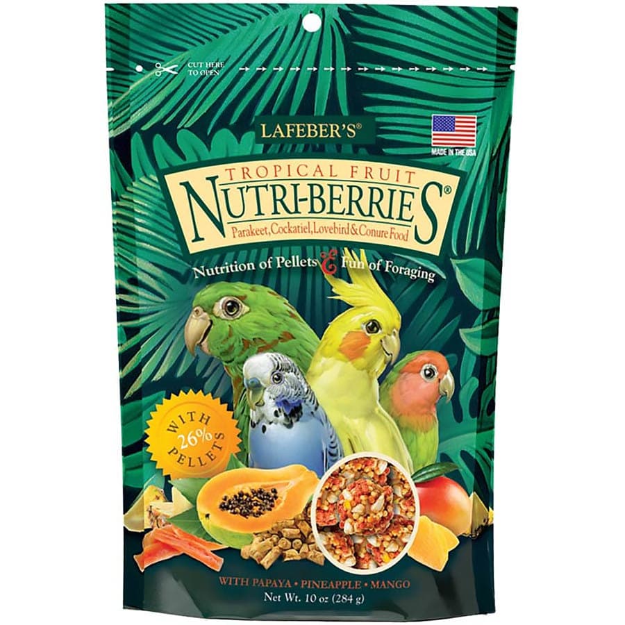 Lafeber's Tropical Fruit Nutri-Berries Parakeet, Cockatiel, Lovebird & Conure With Papaya, Pineapple, Mango 10 oz.