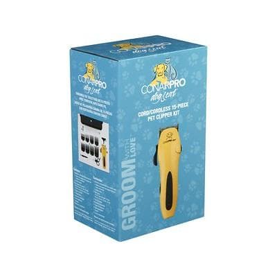 Dog & Cat Cord/Cordless Pet Clipper Kit, 15 Piece, 4.5 W / 4.62 in, Yellow / Black