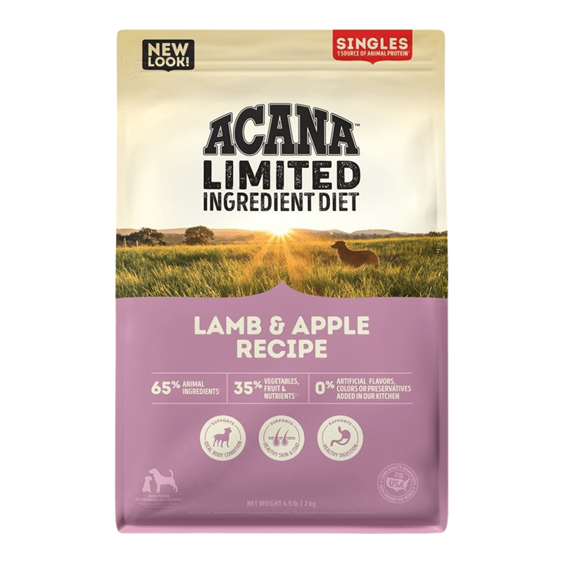 ACANA Singles, Lamb & Apple Recipe, Limited Ingredient Diet Dry Dog Food - 4.5 Lb Bag