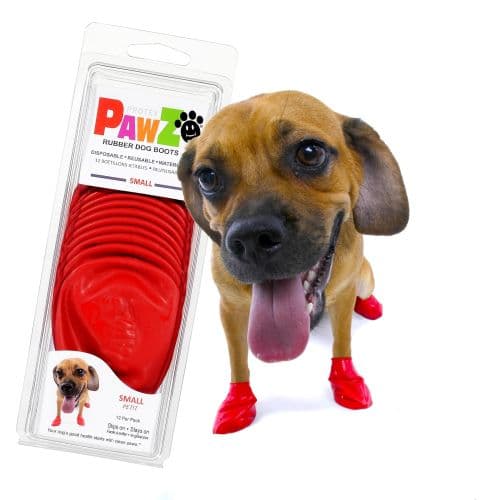 PawZ Dog Boots Rubber Dog Boots Disposable Reusable Waterproof 12 Bottillons Jetables S Red