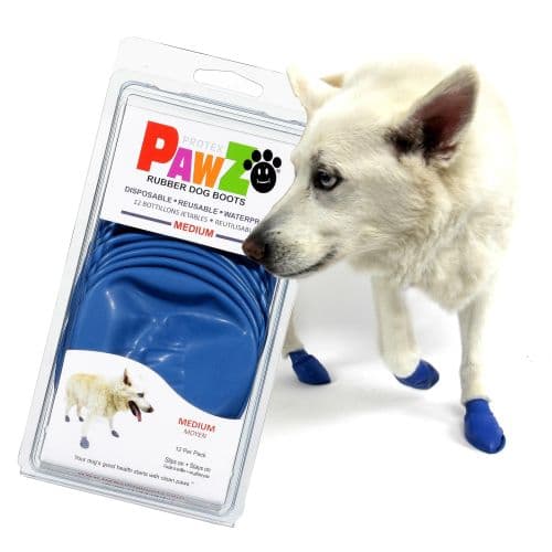 PawZ Dog Boots Rubber Dog Boots Disposable Reusable Waterproof 12 Bottillons Jetables M Blue