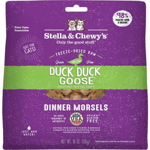 STELLA & CHEWY'S CAT FREEZE-DRIED DUCK DUCK GOOSE DINNER 18OZ