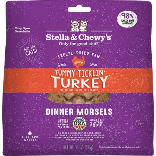 STELLA & CHEWY'S CAT FREEZE-DRIED TUMMY TICKLIN' TURKEY DINNER 18OZ