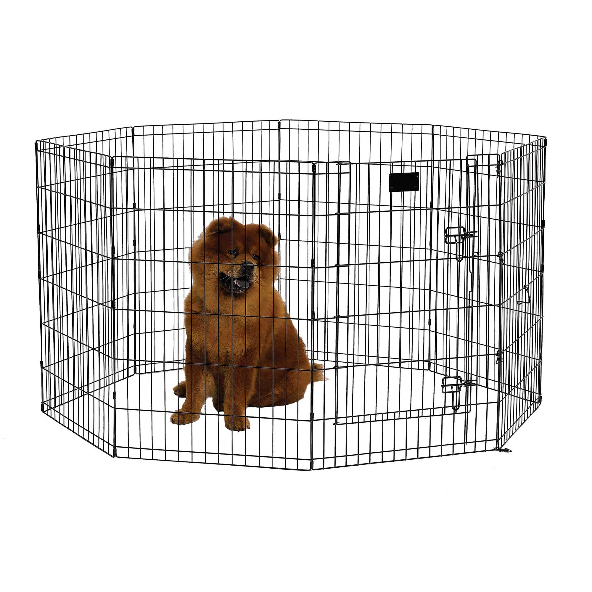 Midwest Black Pet Exercise Pen,Walk-Thru Door 8 Panels Black 24" X 36"