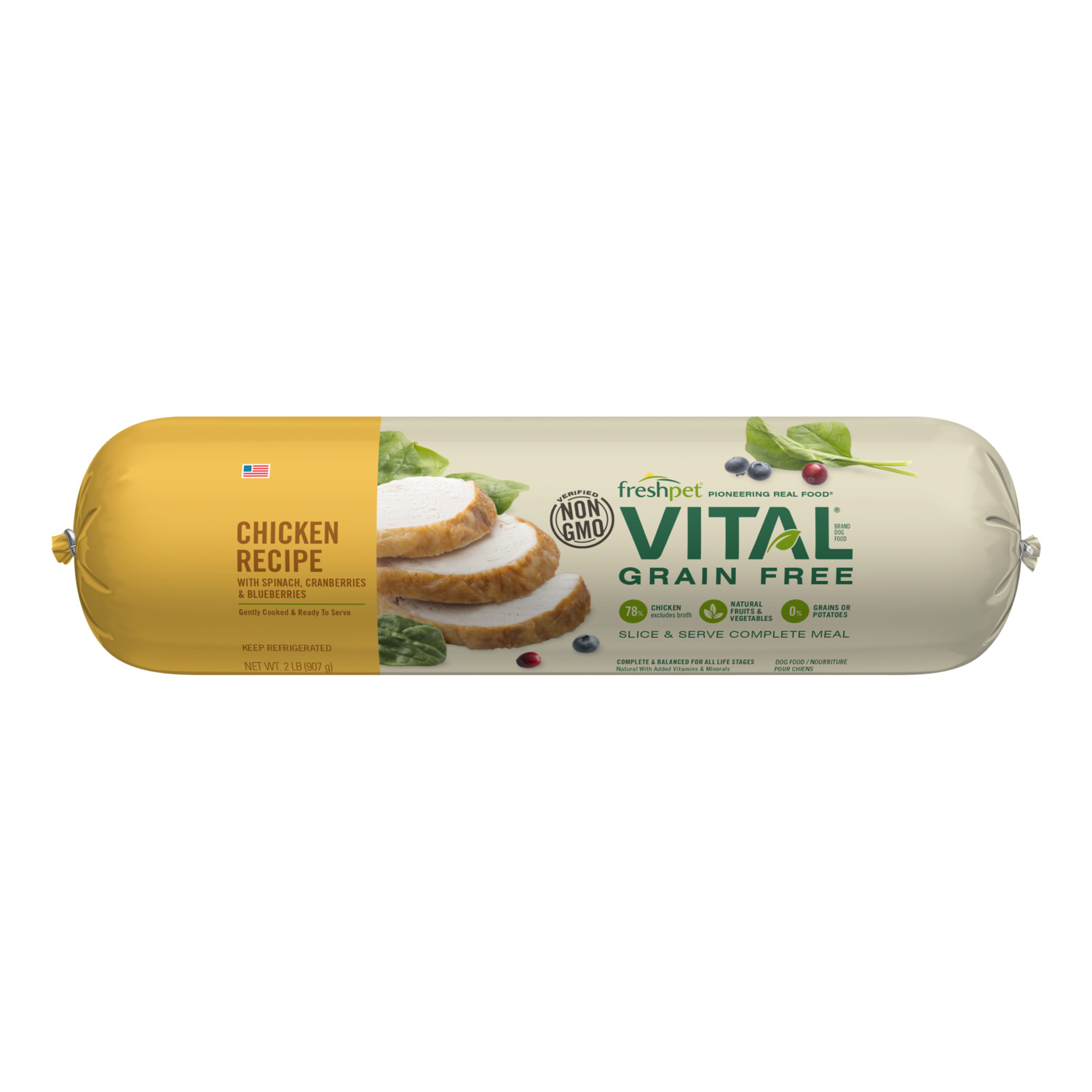 Freshpet Vital Grain-Free Chicken Recipe Roll Dog Food (2 lb)