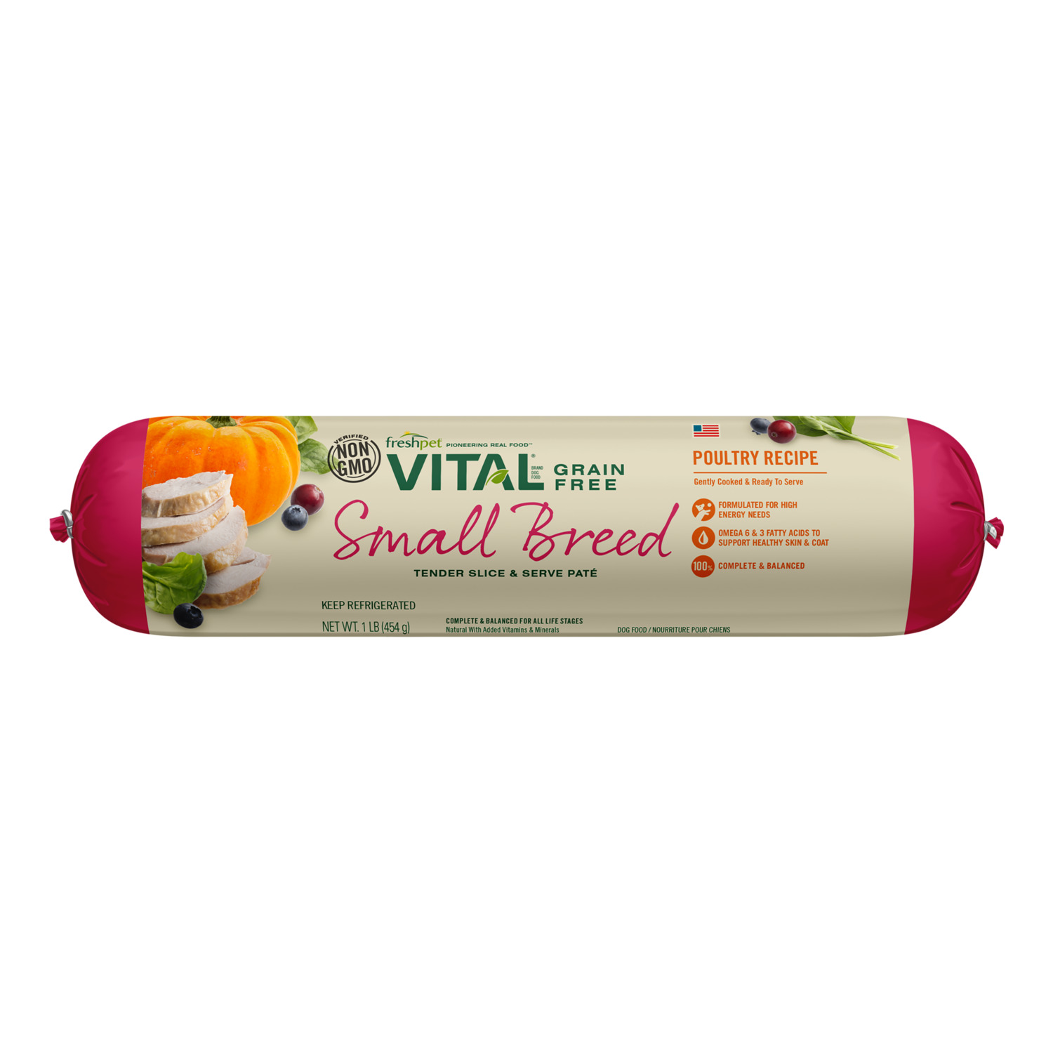 Freshpet Vital Grain-Free Poultry Recipe Dog Food for Small Breed (1 lb)