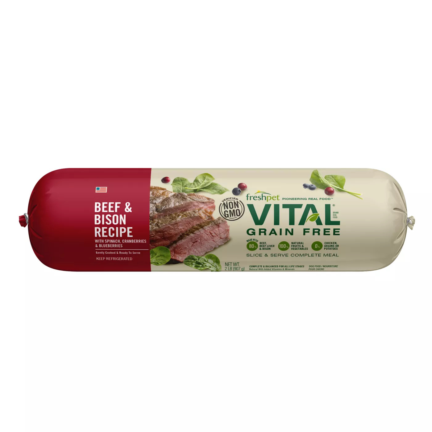 Freshpet Vital Grain Free Fresh Dog Food Beef & Bison (2 lb)