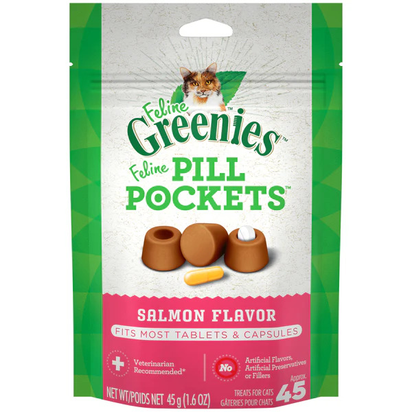 Greenies Feline Pill Pockets Cat Treats Salmon Pouch (1.6 oz)