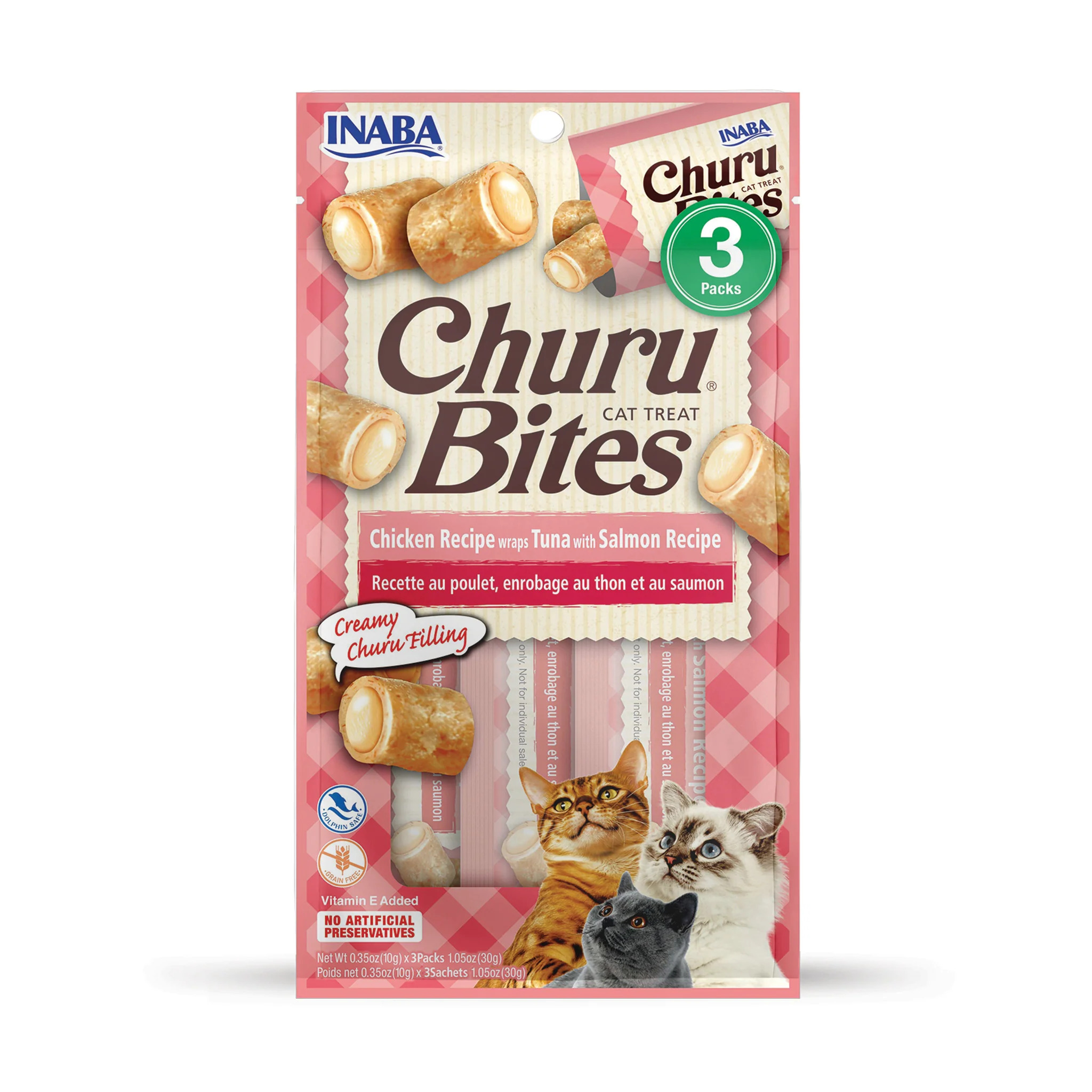 Inaba Churu Bites Chicken Wraps Cat Treats Tuna with Salmon Recipe (1.05 oz)